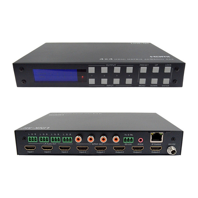 4x4 HDMI マトリックス アナログと SPDIF オーディオ エクストラクション 4K TCP/IP Web GUI コントロール