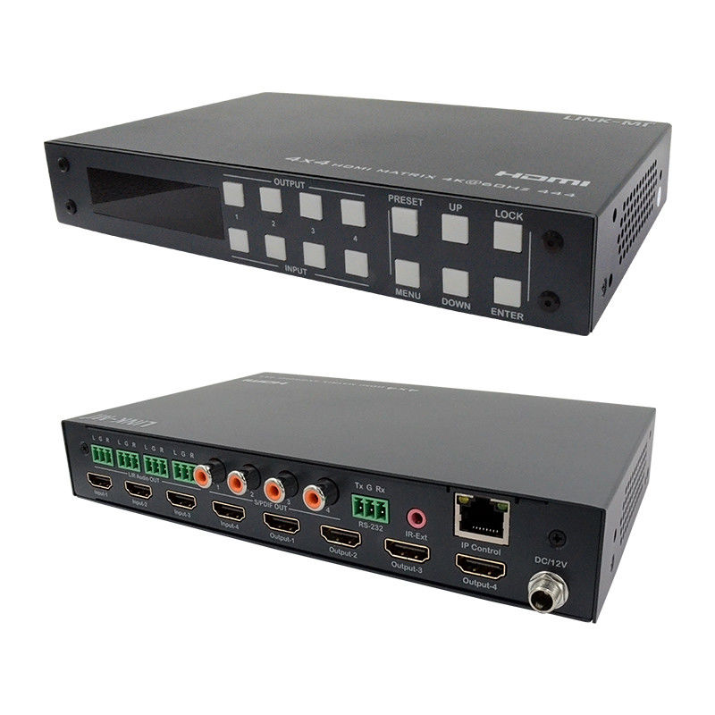 4x4 HDMI マトリックス アナログと SPDIF オーディオ エクストラクション 4K TCP/IP Web GUI コントロール