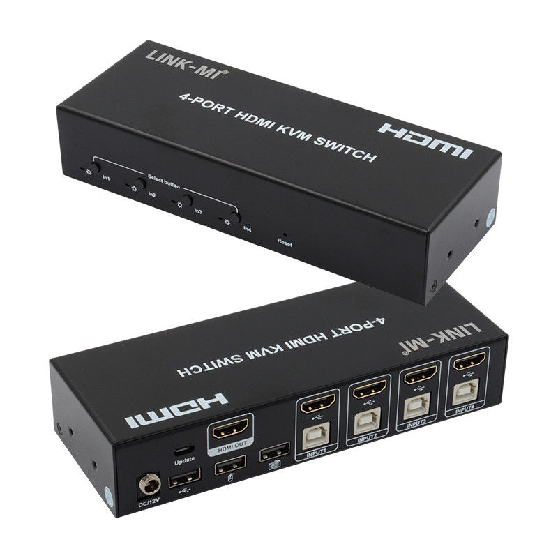 4ポート KVM スイッチ HDMI 4K 30Hz ホットキー 自動スイッチ 遅延なし USB スイッチ