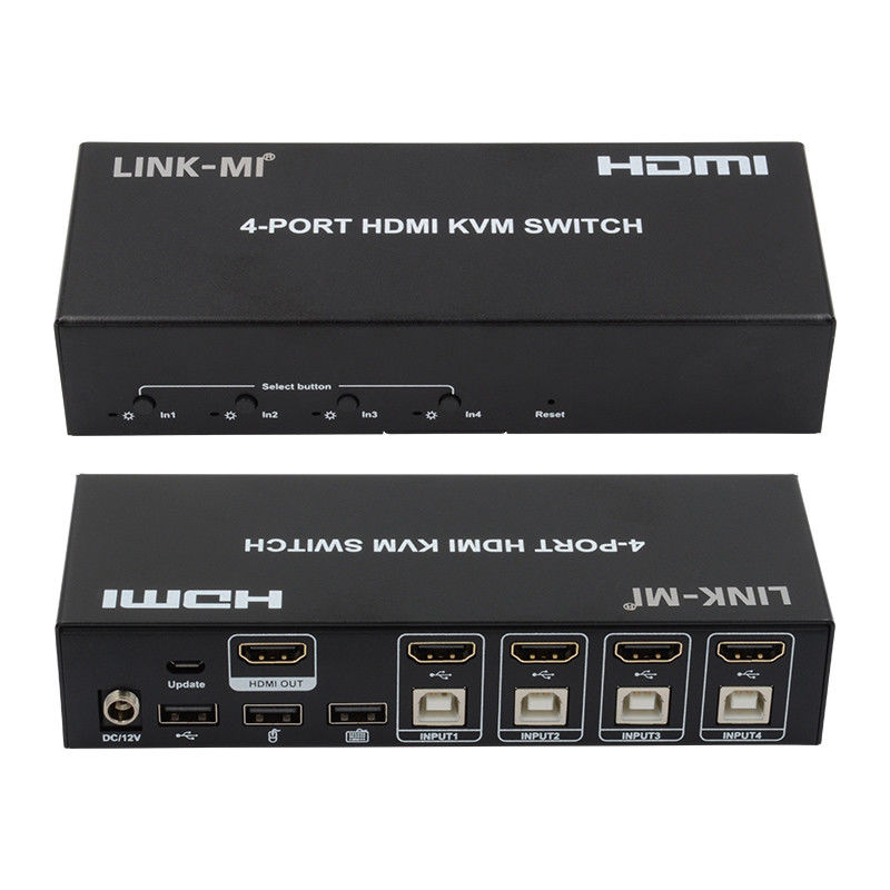 4ポート KVM スイッチ HDMI 4K 30Hz ホットキー 自動スイッチ 遅延なし USB スイッチ