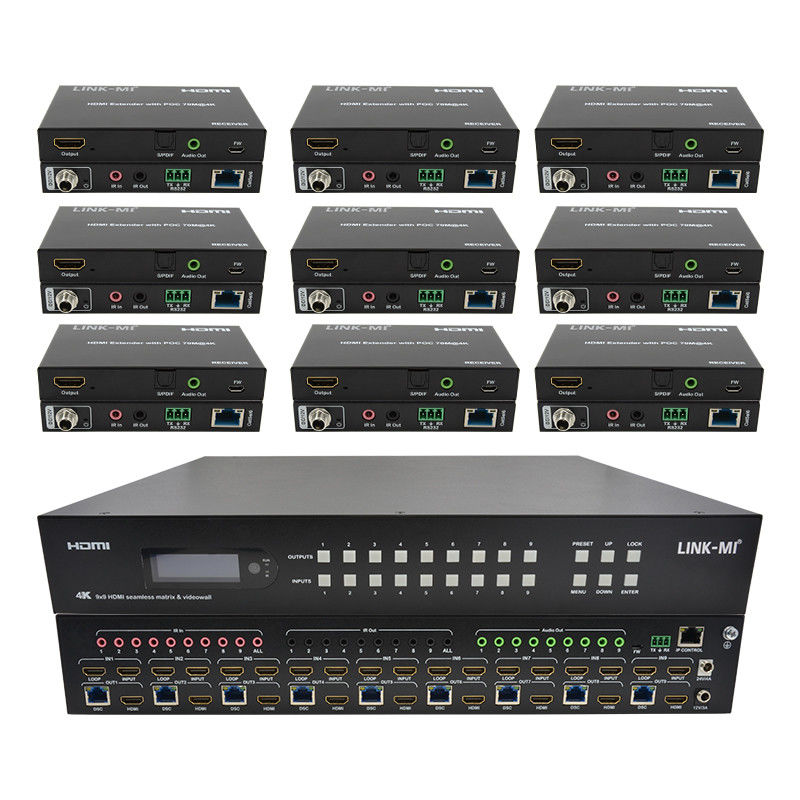 9x9 70M HDMI ビデオ ウォール プロセッサ HDMI スプリッタ 3x3 4K HDMI マトリックス エクステンダー