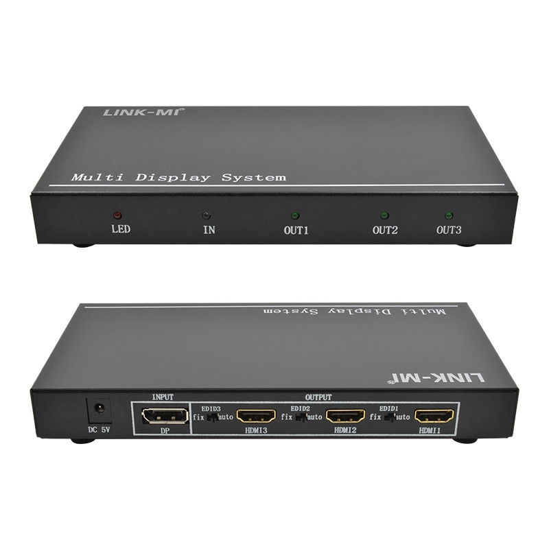 5760×1080 UHD 1X3 ビデオ ウォール コントローラー プロセッサ マルチ スクリーン スプライサー 1 DP イン 3 HDMI アウト