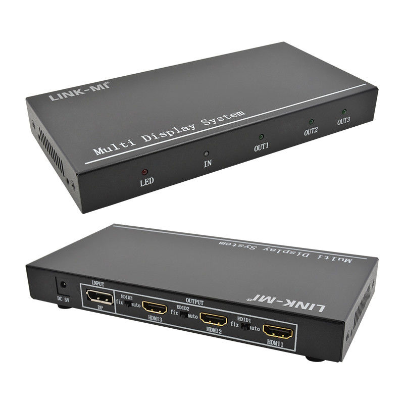 5760×1080 UHD 1X3 ビデオ ウォール コントローラー プロセッサ マルチ スクリーン スプライサー 1 DP イン 3 HDMI アウト