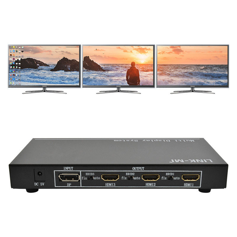 5760×1080 UHD 1X3 ビデオ ウォール コントローラー プロセッサ マルチ スクリーン スプライサー 1 DP イン 3 HDMI アウト