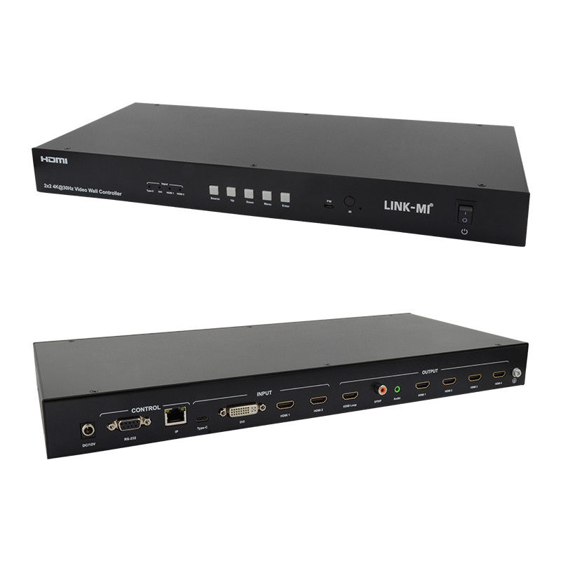 4K ビデオ ウォール マトリックス コントローラー 2x2 1x4 4x1 10x10 スプリッシング ディスプレイ USB Type C DVI