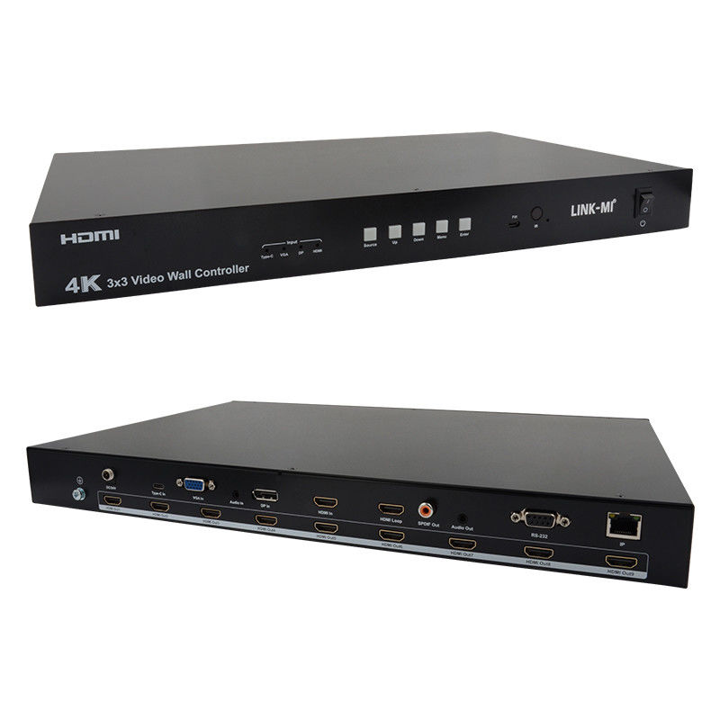 超高画質4Kビデオウォールコントローラ HDMI DP 3x3ビデオウォールプロセッサ VGA USB Type-C