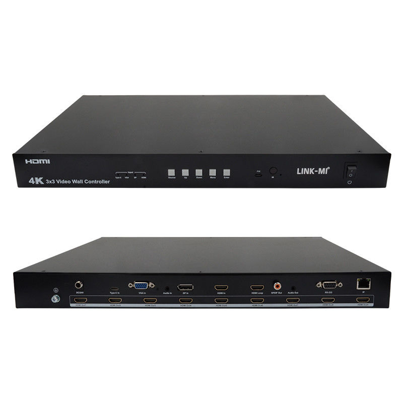 超高画質4Kビデオウォールコントローラ HDMI DP 3x3ビデオウォールプロセッサ VGA USB Type-C