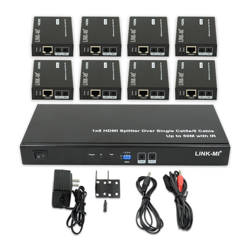 HDMI 50M 1X8 スプリッタ Cat5e 6 ケーブルサポート 3D IR 1080P 8 ポート HDMI スプリッタ
