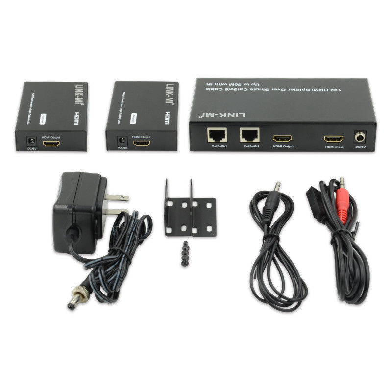 1X2 50M 4K HDMI スプリッター Cat5e/6 ケーブルサポート 3D IR カスカディング 4 層