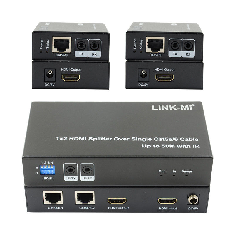 1X2 50M 4K HDMI スプリッター Cat5e/6 ケーブルサポート 3D IR カスカディング 4 層