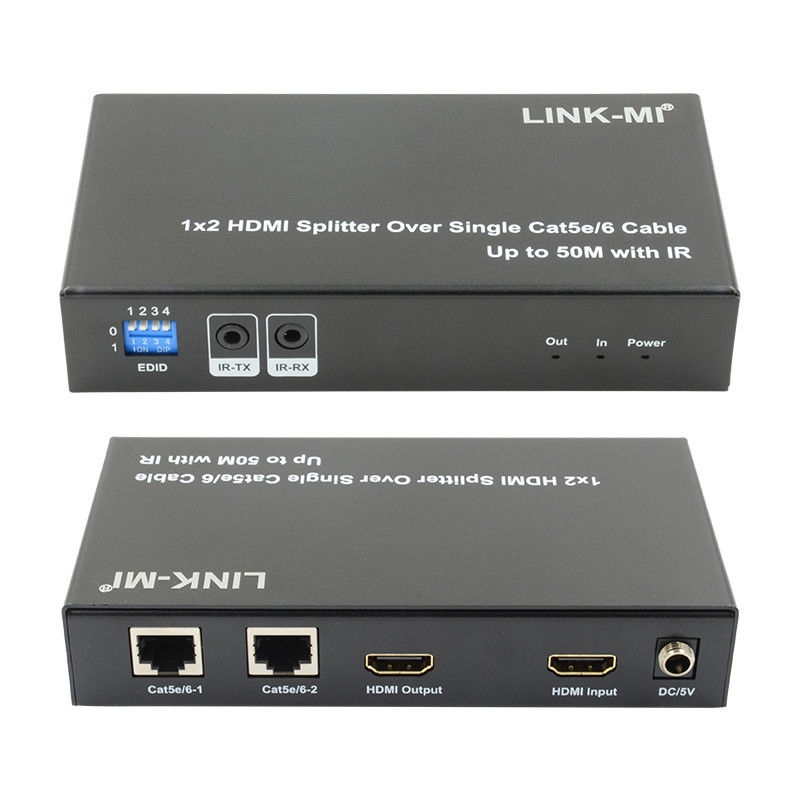 1X2 50M 4K HDMI スプリッター Cat5e/6 ケーブルサポート 3D IR カスカディング 4 層