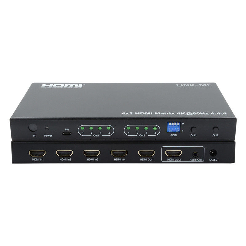 HDMI 4x2 マトリックススイッチ 4K@60hz YUV4:44 18Gbps HDCP2.2 4 イン 2 アウト HDMI ビデオ スイッチ