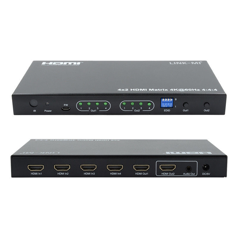 HDMI 4x2 マトリックススイッチ 4K@60hz YUV4:44 18Gbps HDCP2.2 4 イン 2 アウト HDMI ビデオ スイッチ