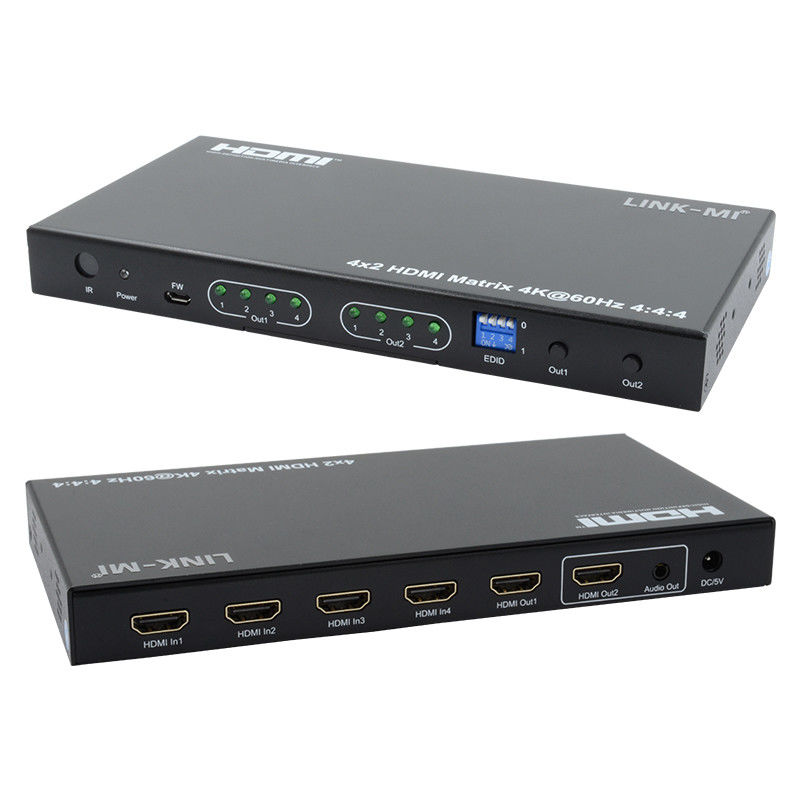 HDMI 4x2 マトリックススイッチ 4K@60hz YUV4:44 18Gbps HDCP2.2 4 イン 2 アウト HDMI ビデオ スイッチ