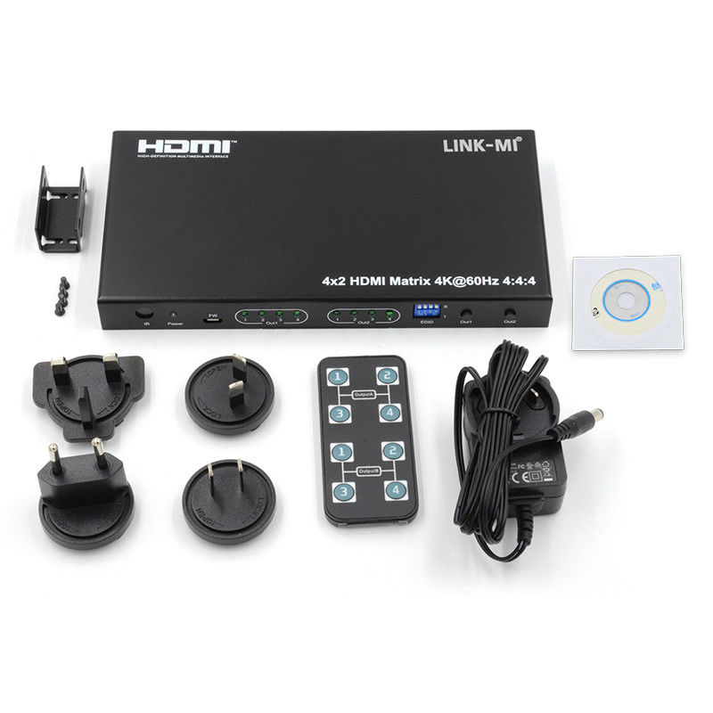 HDMI 4x2 マトリックススイッチ 4K@60hz YUV4:44 18Gbps HDCP2.2 4 イン 2 アウト HDMI ビデオ スイッチ
