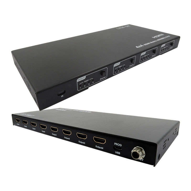 Rs232 4x4 HDMIマトリックススイッチ サポート 4K 60Hz 18Gbps EDID 4から4 HDMIビデオスイッチ