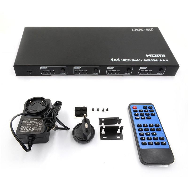 Rs232 4x4 HDMIマトリックススイッチ サポート 4K 60Hz 18Gbps EDID 4から4 HDMIビデオスイッチ