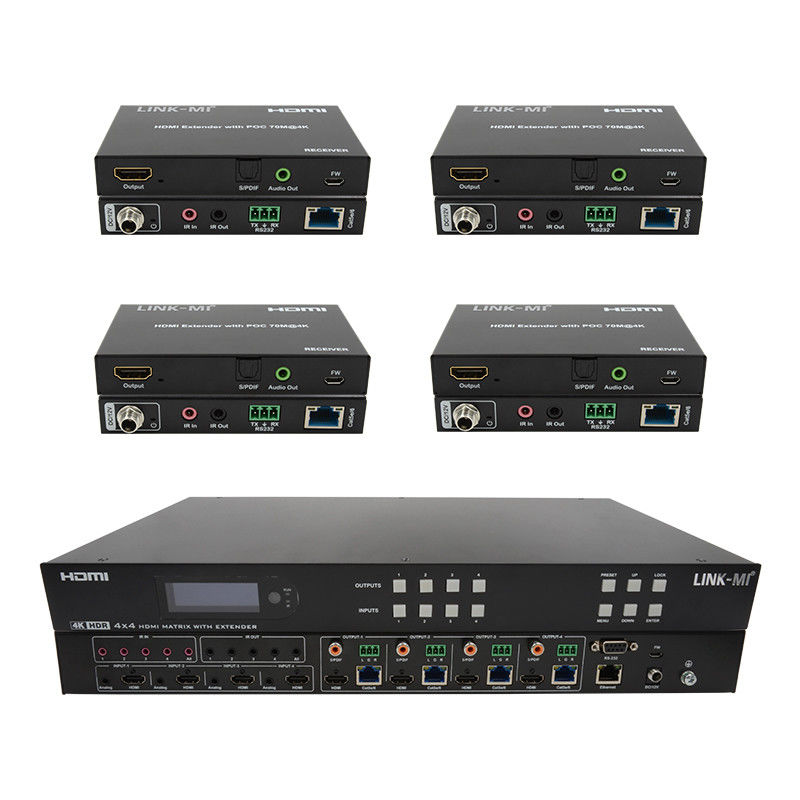 70m 4x4 HDMI マトリックス エクステンダー 4 HDMI ループアウト 4K HDMI マトリックス スイッチ
