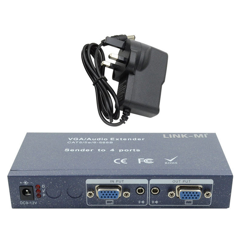 15ピン4ポート VGA拡張器 1から4 VGAスプリッター 4チャネルビデオUTP拡張器