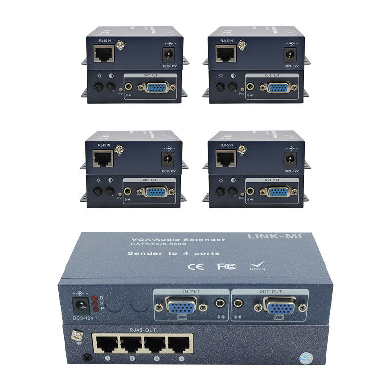 15ピン4ポート VGA拡張器 1から4 VGAスプリッター 4チャネルビデオUTP拡張器