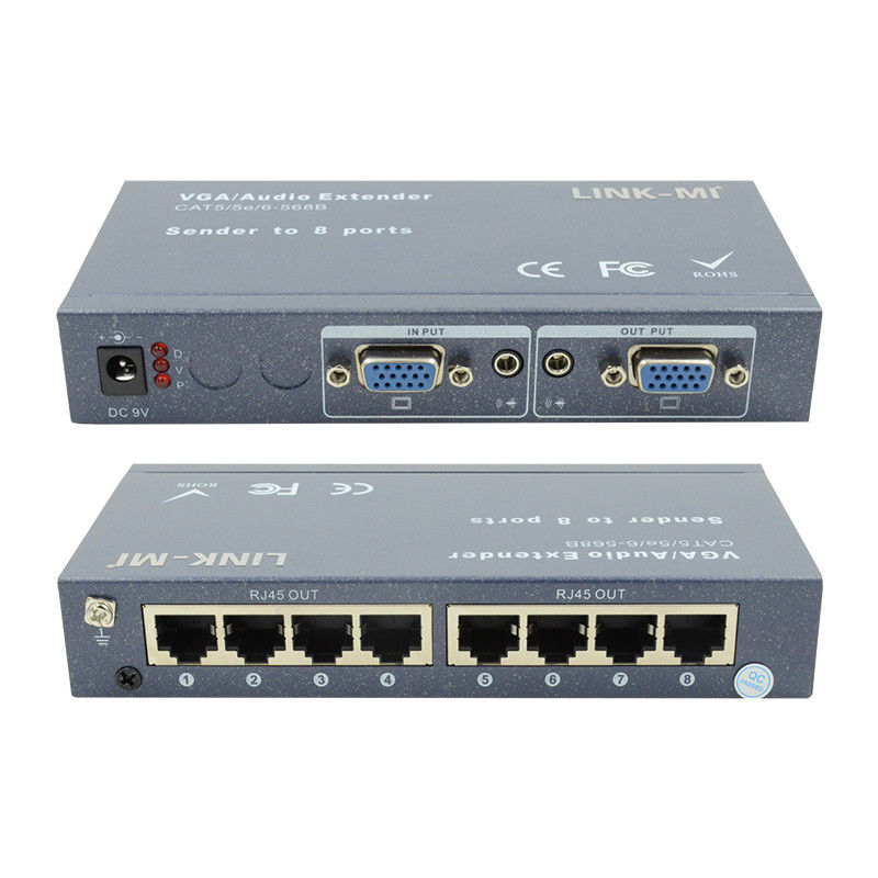 100m 200m 300m 1/8 VGA スプリッタ 1X8 エクステンダー 1から8ビデオオーディオ エクステンダー