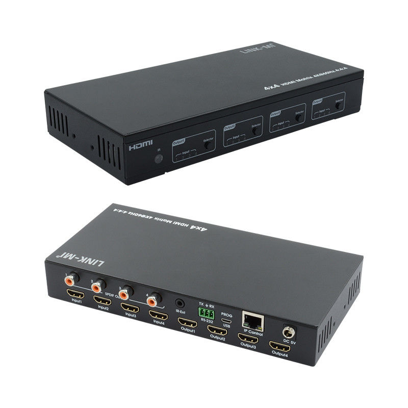 HDMI 4X4 4k マトリックススイッチ 4K60Hz 4つの超高画質ディスプレイのためのSPDIFオーディオAVマトリックス
