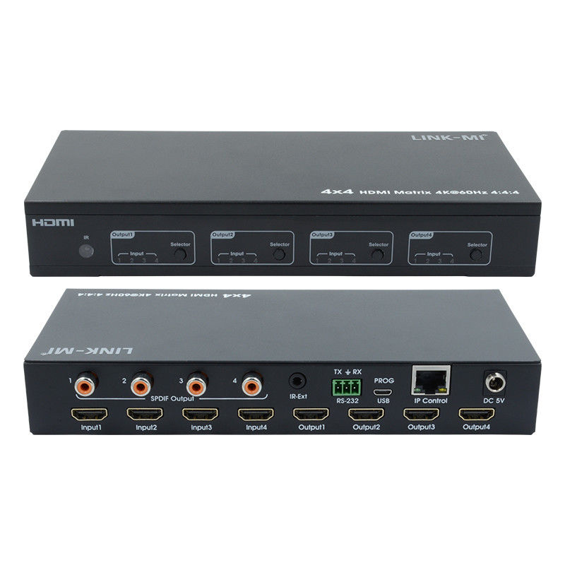 HDMI 4X4 4k マトリックススイッチ 4K60Hz 4つの超高画質ディスプレイのためのSPDIFオーディオAVマトリックス