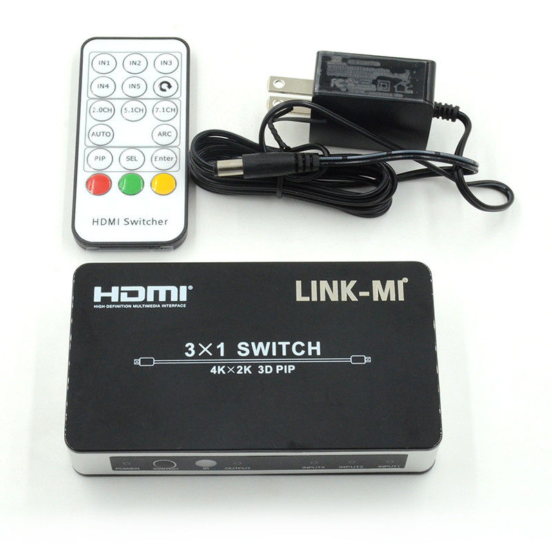 4K2K HDMI スイッチ 3×1 HDMI スプリッター 5V 1A サポート PIP 3D 3To 1 ビデオ スイッチ