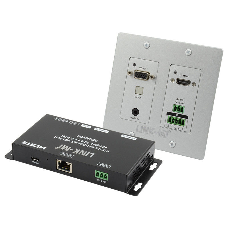 4K 40M HDBaseT HDMI+VGA ウォールプレート拡張子 バイディレクショナル ブロードバンド IR RS232 パス・スルー