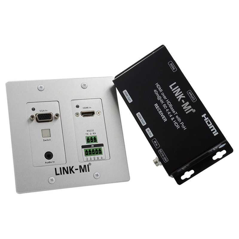 4K 40M HDBaseT HDMI+VGA ウォールプレート拡張子 バイディレクショナル ブロードバンド IR RS232 パス・スルー