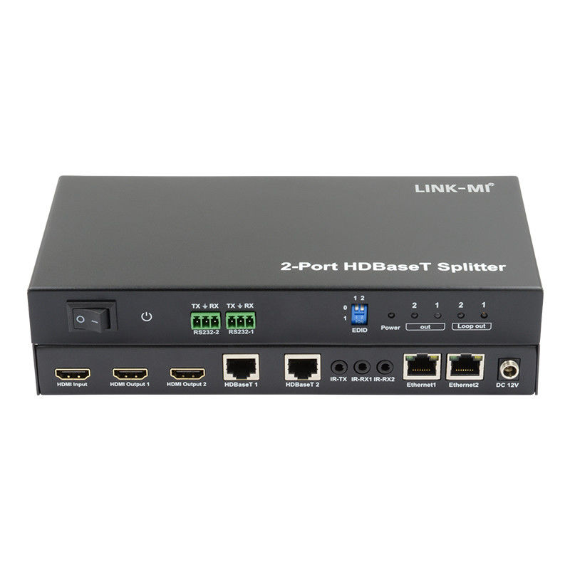 100m 1x2 HDBaseT スプリッタ HDCP2.2 コンプライアンス POC イーサネットとRS232 パス トゥー