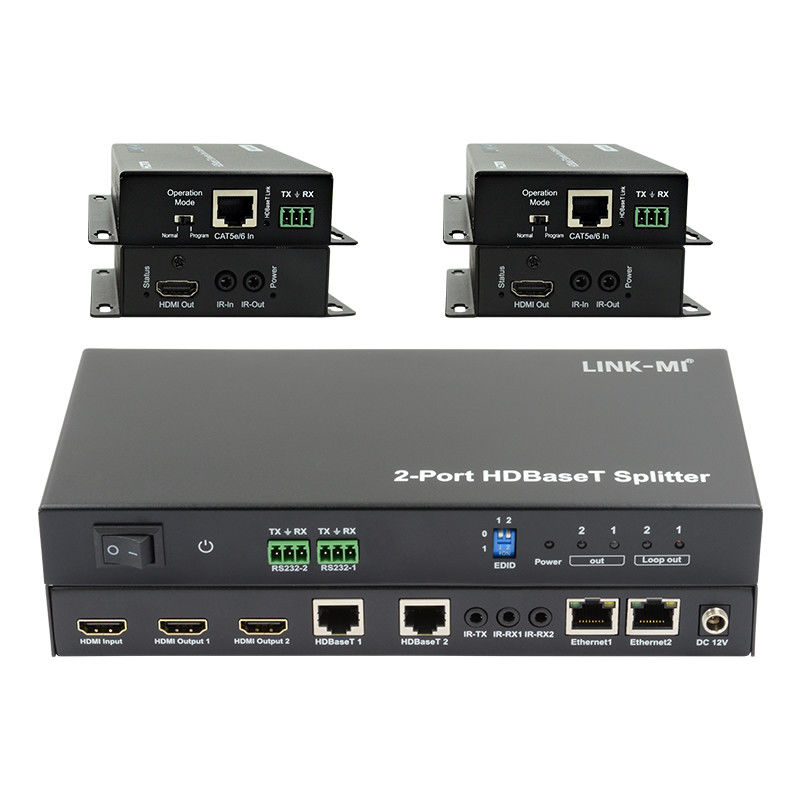 100m 1x2 HDBaseT スプリッタ HDCP2.2 コンプライアンス POC イーサネットとRS232 パス トゥー