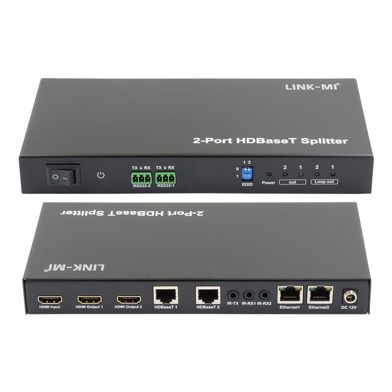 100m 1x2 HDBaseT スプリッタ HDCP2.2 コンプライアンス POC イーサネットとRS232 パス トゥー