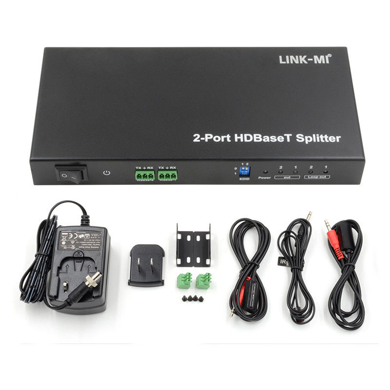 100m 1x2 HDBaseT スプリッタ HDCP2.2 コンプライアンス POC イーサネットとRS232 パス トゥー