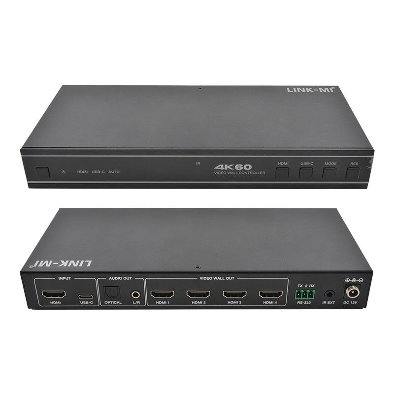 ユーザーフレンドリーな1X4HDMIビデオウォールコントローラ,USB-C入力オーディオとRS232サポート