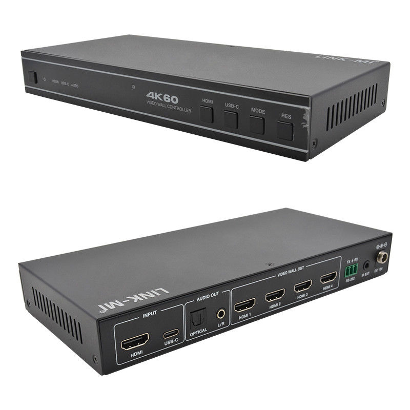 ユーザーフレンドリーな1X4HDMIビデオウォールコントローラ,USB-C入力オーディオとRS232サポート