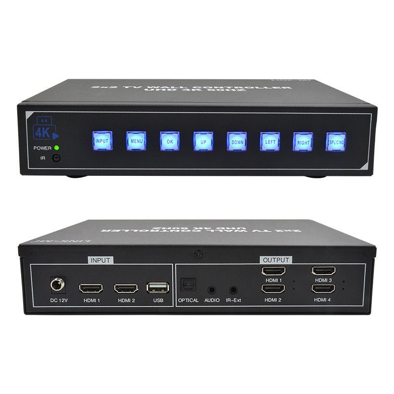 4K60 2x2 ビデオウォールコントローラー 4 スプライステレビ サポート 1x2 1x3 1x4 4x1 3x1 2x1 UHD TV ウォールプロセッサ