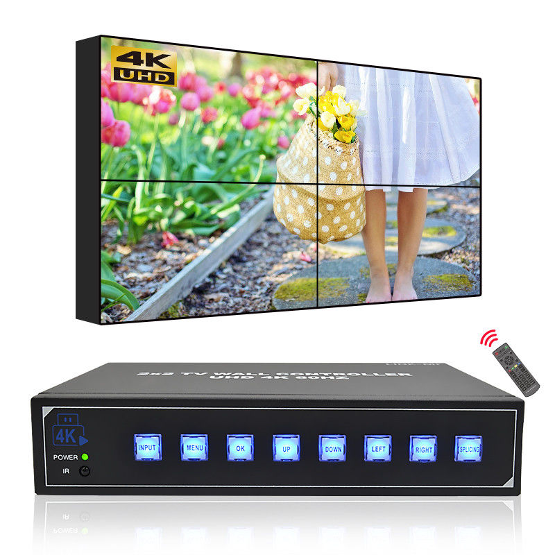 4KHDMIビデオウォールコントローラ USB自動再生サポート 2X2ビデオウォールプロセッサ 1X2 1X3 1X4テレビウォール