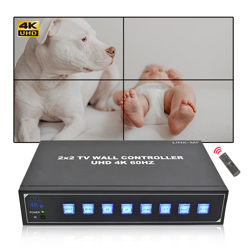 2×HDMI イン 4Kビデオウォールコントローラ USBサポート 2×2 1×4 1×3 1×2 4K60Hz スプライシングボックス